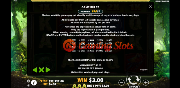 Game Rules for Jungle Gorilla slot by Pragmatic Play
