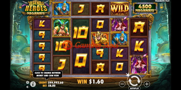 Base Game for Legend of Heroes Megaways slot from Pragmatic Play