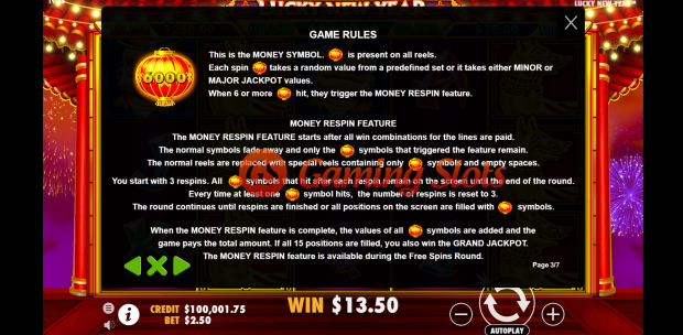 Game Rules for Lucky New Year slot by Pragmatic Play