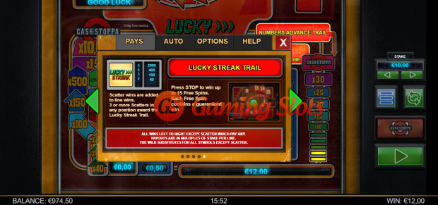 Game Rules for Lucky Streak Mk2 slot from Big Time Gaming