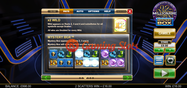Game Rules for Millionaire Mystery Box slot from Big Time Gaming