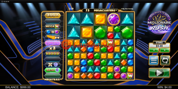 Base Game for Millionaire Rush Megaclusters slot from Big Time Gaming