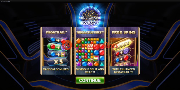 Game Intro for Millionaire Rush Megaclusters slot from Big Time Gaming