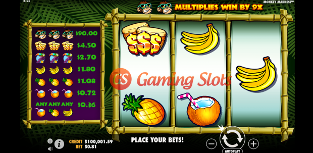 Base Game for Monkey Madness slot by Pragmatic Play