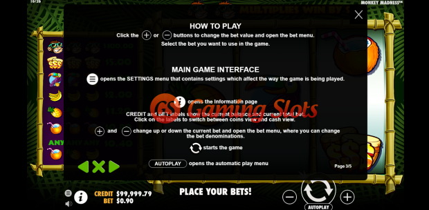 Game Rules for Monkey Madness slot by Pragmatic Play