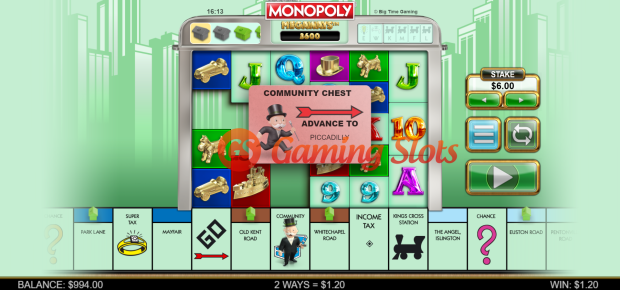 Base Game for Monopoly Megaways slot from Big Time Gaming