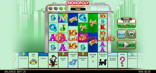 Base Game for Monopoly Megaways slot from Big Time Gaming
