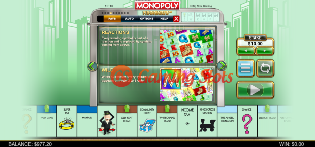 Game Rules for Monopoly Megaways slot from Big Time Gaming