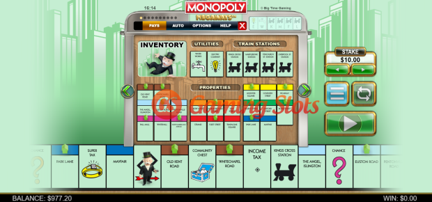 Pay Table for Monopoly Megaways slot from Big Time Gaming