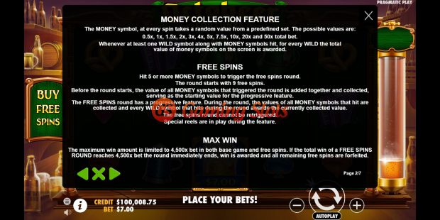 Pay Table for Octobeer Fortunes slot from Pragmatic Play