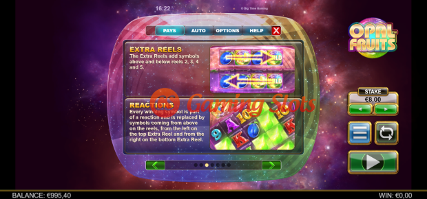 Game Rules for Opal Fruits slot from Big Time Gaming