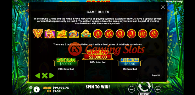 Game Rules for Pandas Fortune slot by Pragmatic Play