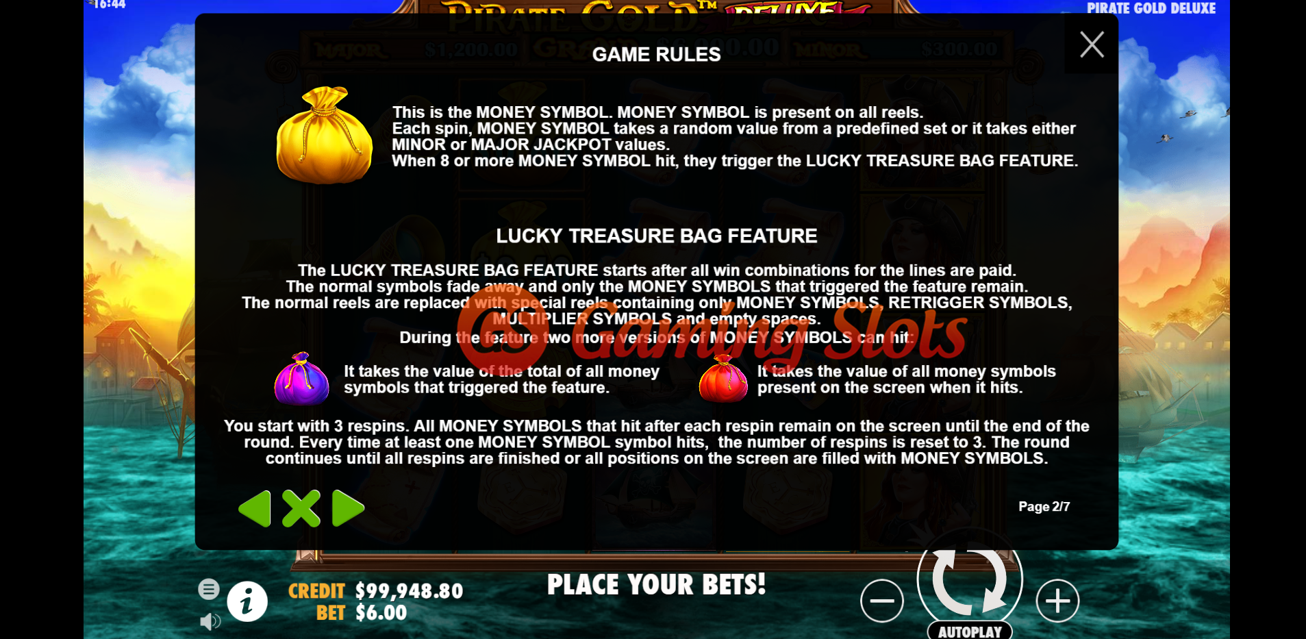 Game Rules for Pirate Gold Deluxe slot by Pragmatic Play