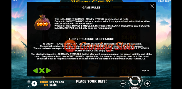Game Rules for Pirate Gold slot by Pragmatic Play