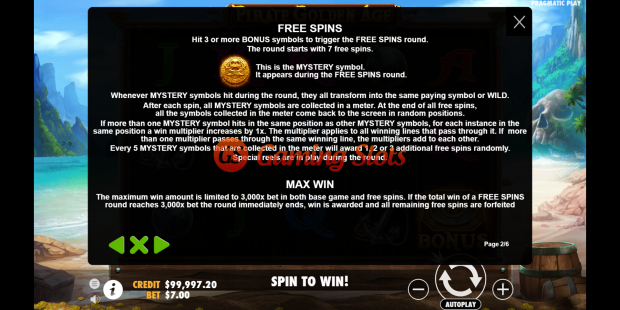 Pay Table for Pirate Golden Age slot from Pragmatic Play