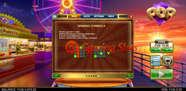 Game Rules for Pop slot from Big Time Gaming