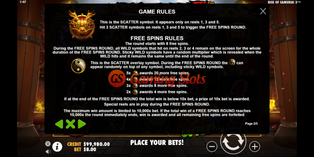 Game Rules for Rise of Samurai 3 slot from Pragmatic Play