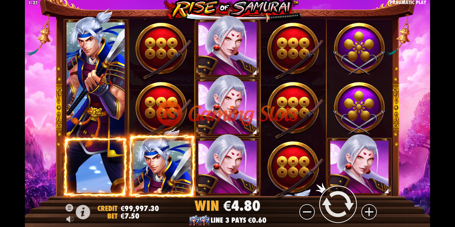 Base Game for Rise of Samurai slot from Pragmatic Play
