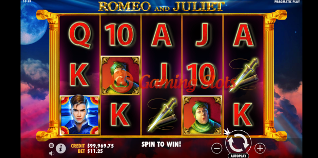 Base Game for Romeo and Juliet slot by Pragmatic Play