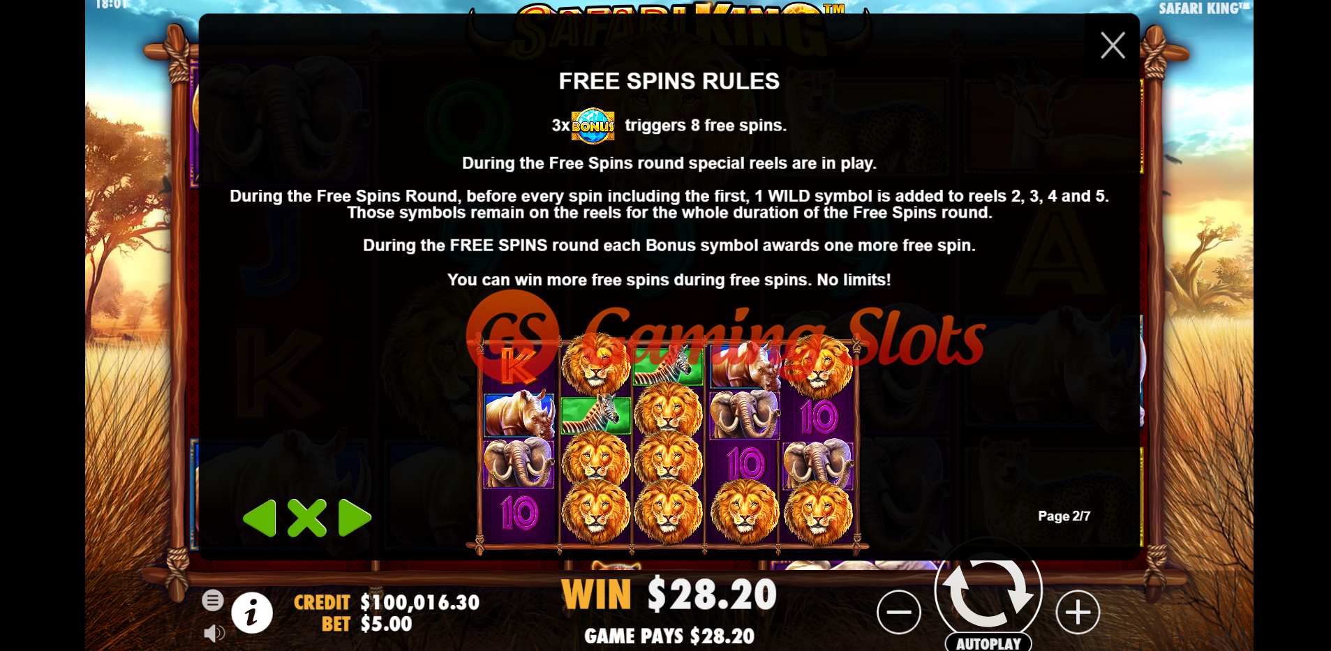 Game Rules for Safari King slot by Pragmatic Play