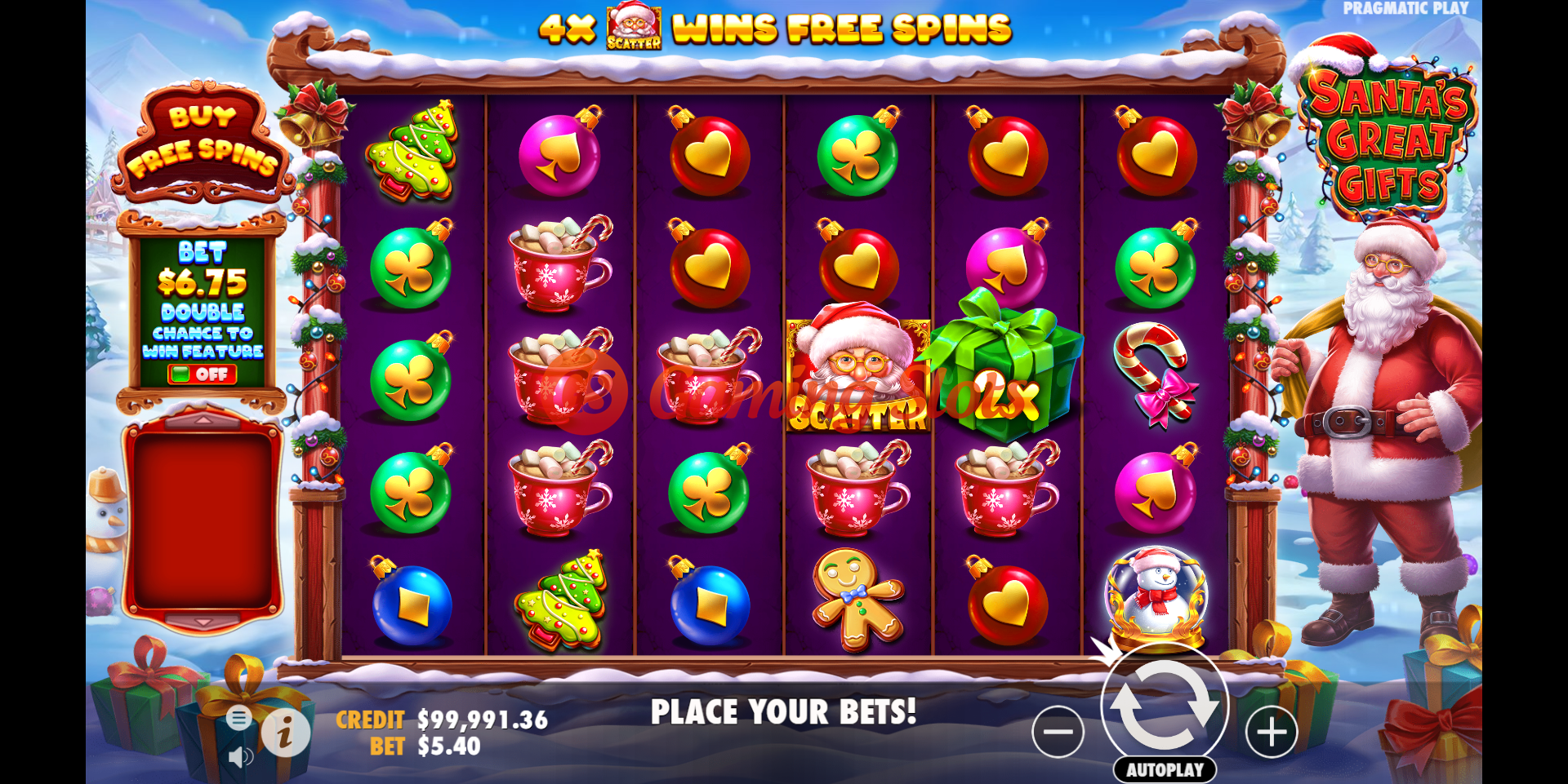 Base Game for Santa's Great Gifts slot from Pragmatic Play
