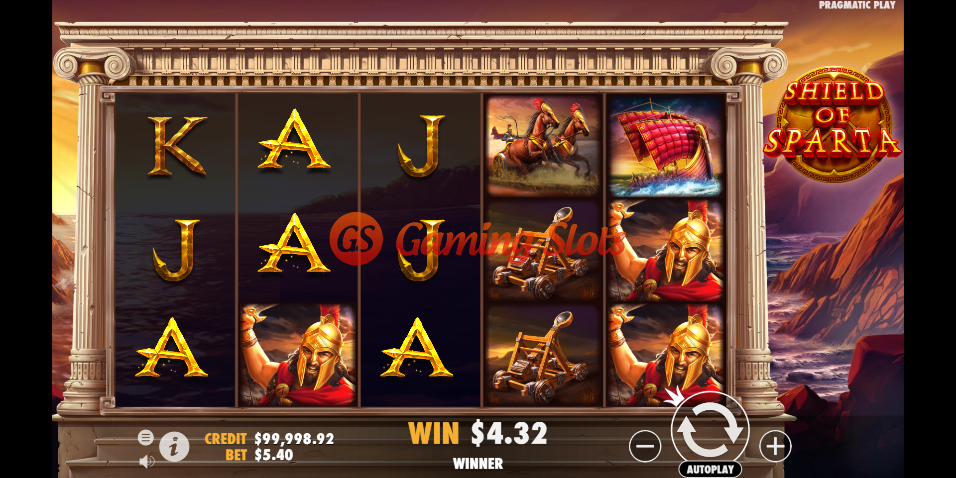 Base Game for Shield of Sparta slot from Pragmatic Play