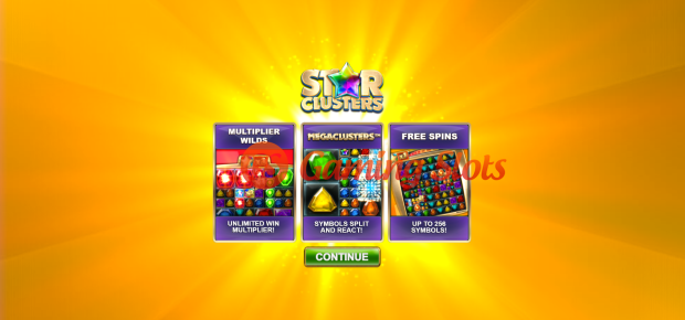 Game Intro for Star Clusters slot from Big Time Gaming