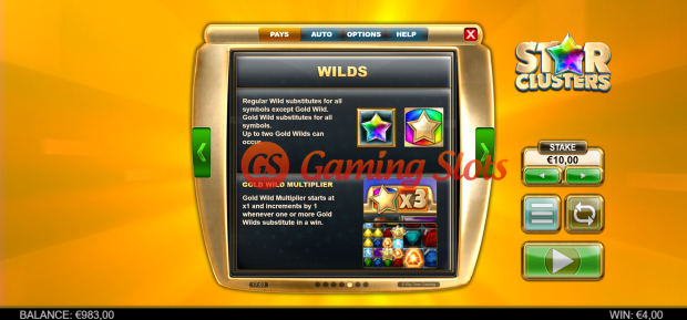 Game Rules for Star Clusters slot from Big Time Gaming