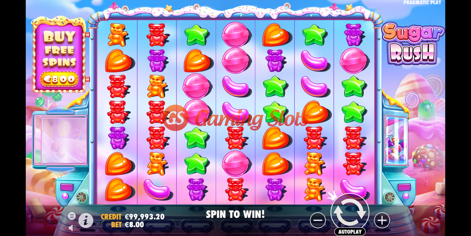Base Game for Sugar Rush slot from Pragmatic Play