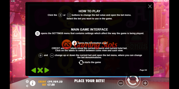 Pay Table for Sugar Rush Valentine's Day slot from Pragmatic Play