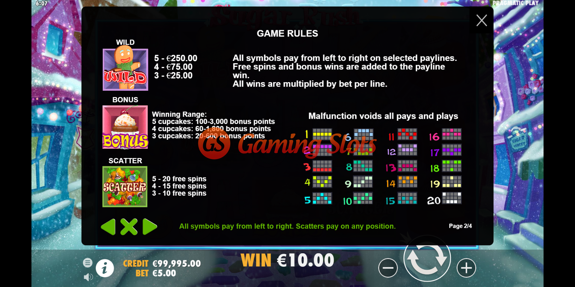 Game Rules for Sugar Rush Winter slot from Pragmatic Play
