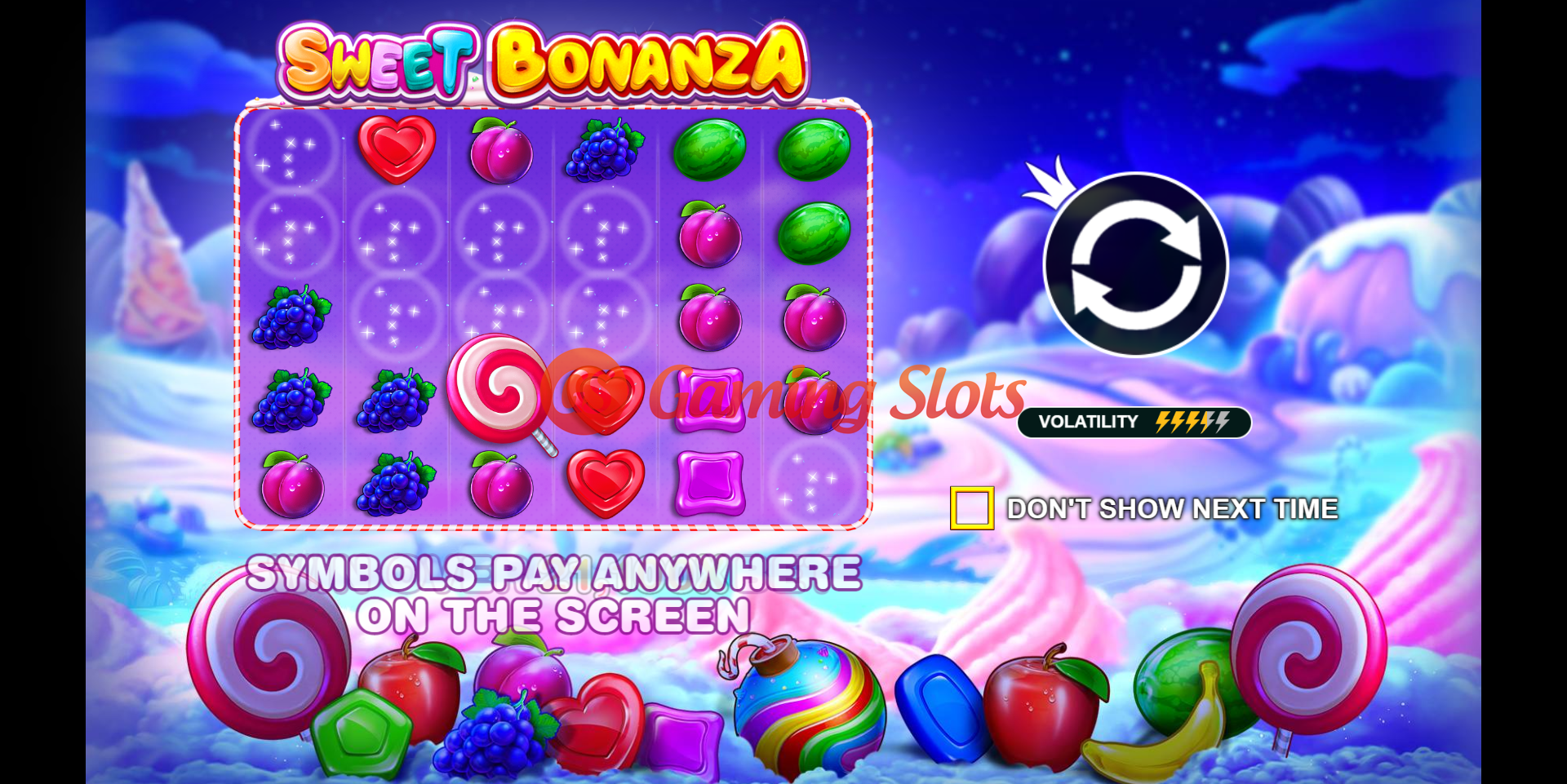 Game Intro for Sweet Bonanza slot from Pragmatic Play