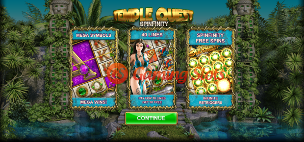 Game Intro for Temple Quest Spinfinity slot from Big Time Gaming