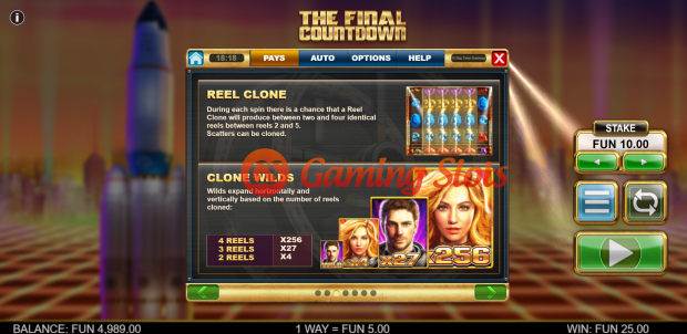 Game Rules for The Final Countdown slot from Big Time Gaming