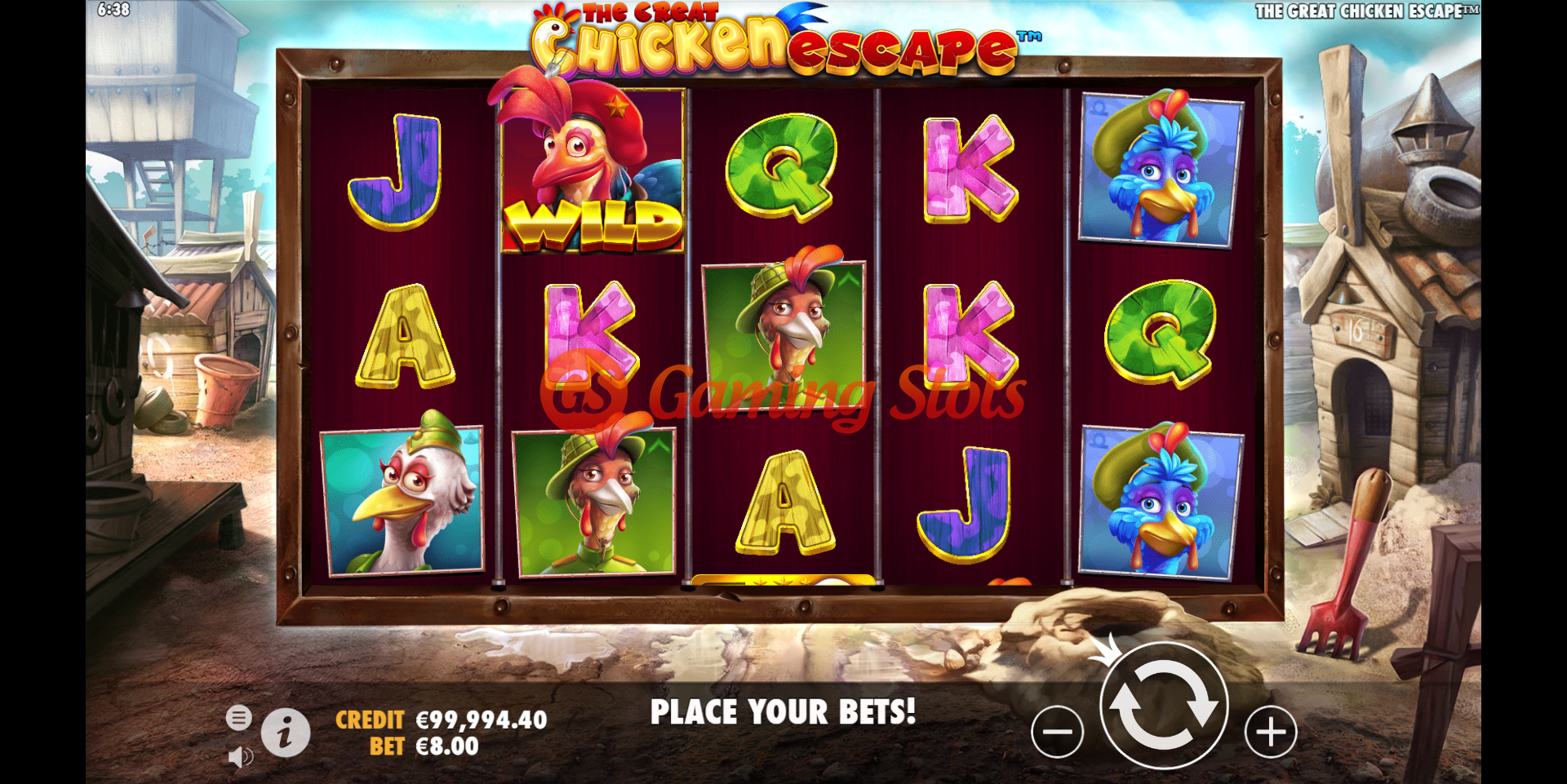 Base Game for The Great Chicken Escape slot from Pragmatic Play