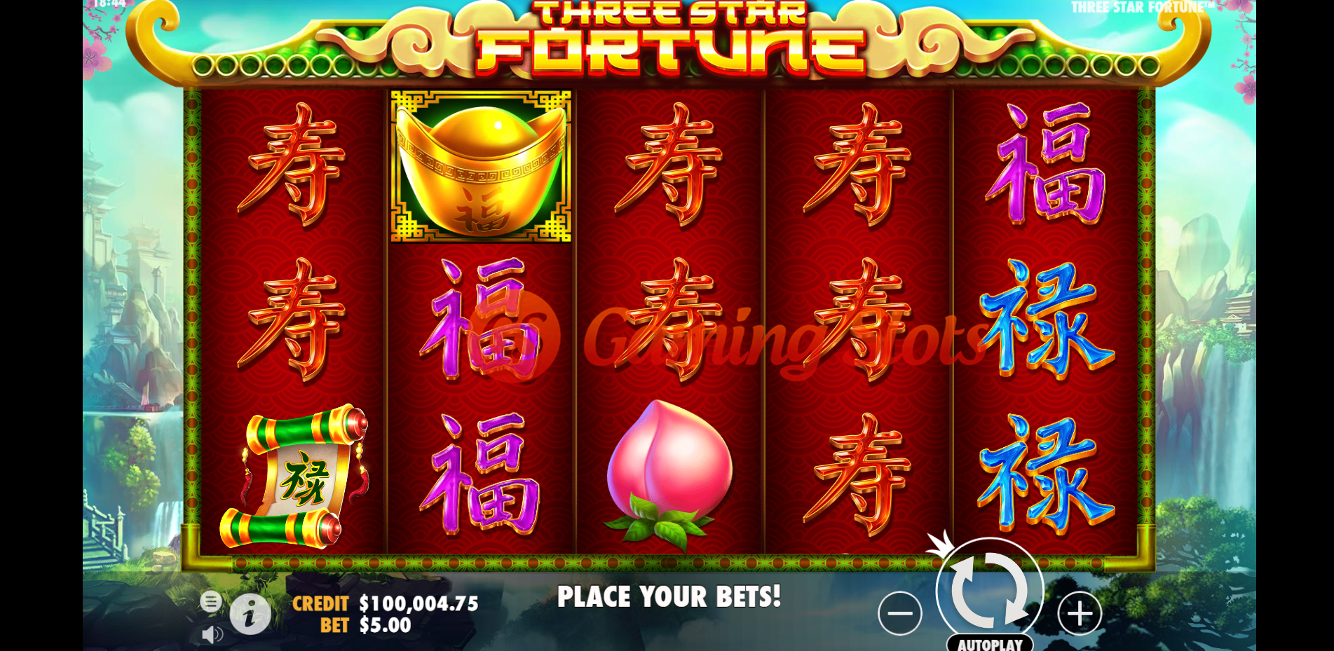 Base Game for Three Star Fortune slot by Pragmatic Play
