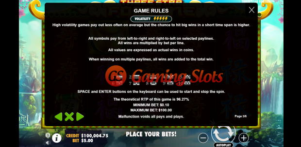 Game Rules for Three Star Fortune slot by Pragmatic Play
