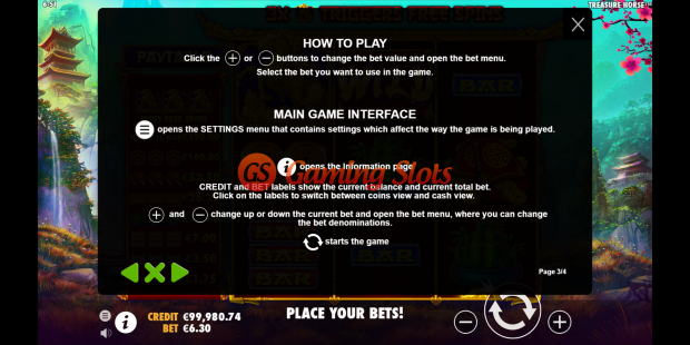 Pay Table for Treasure Horse slot from Pragmatic Play