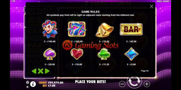 Game Rules for Triple Jokers slot from Pragmatic Play