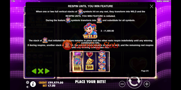Pay Table for Triple Jokers slot from Pragmatic Play
