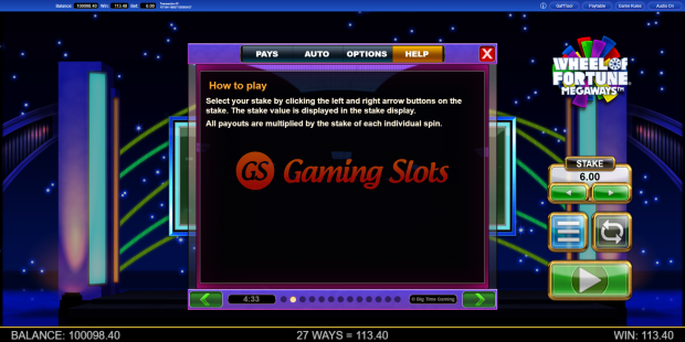 Game Rules for Wheel of Fortune Megaways slot from Big Time Gaming