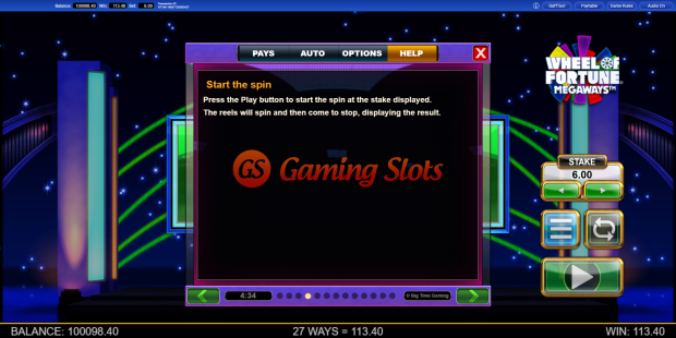 Game Rules for Wheel of Fortune Megaways slot from Big Time Gaming