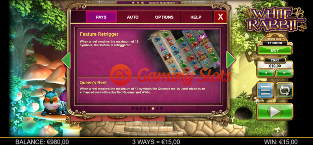 Game Rules for White Rabbit slot from Big Time Gaming