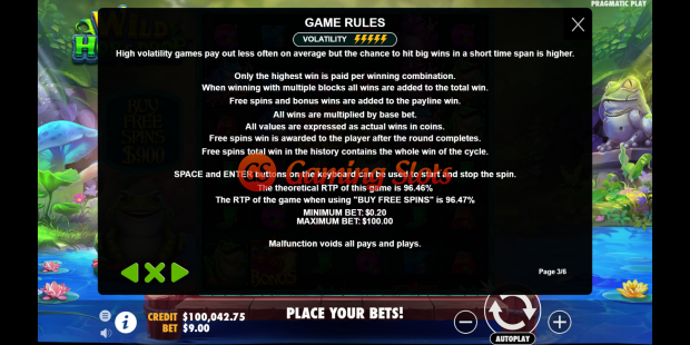 Game Rules for Wild Hop and Drop slot from Pragmatic Play