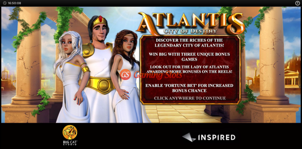 Game Intro for Atlantis City of Destiny slot from Inspired Gaming