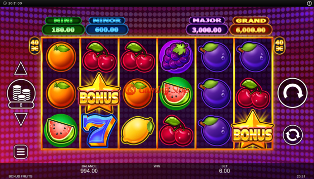 Base Game for Bonus Fruits slot from Inspired Gaming