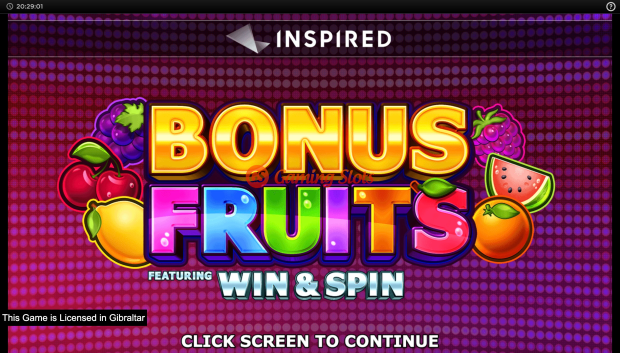 Game Intro for Bonus Fruits slot from Inspired Gaming