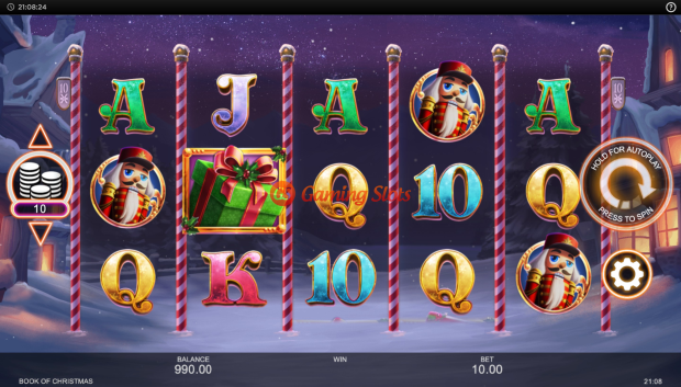 Base Game for Book of Christmas slot from Inspired Gaming