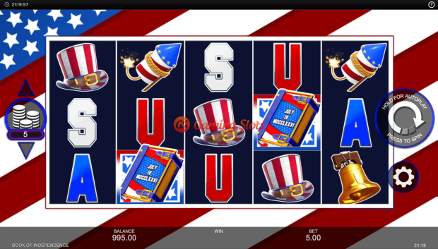 Base Game for Book of Independence slot from Inspired Gaming