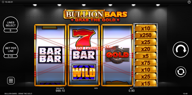 Base Game for Bullion Bars Grab The Gold slot from Inspired Gaming